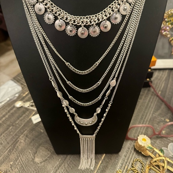 ⚜️ Lucky Brand Layered Silver Necklace & Blue Enamel Wave Bracelet ⚜️ - Picture 10 of 13